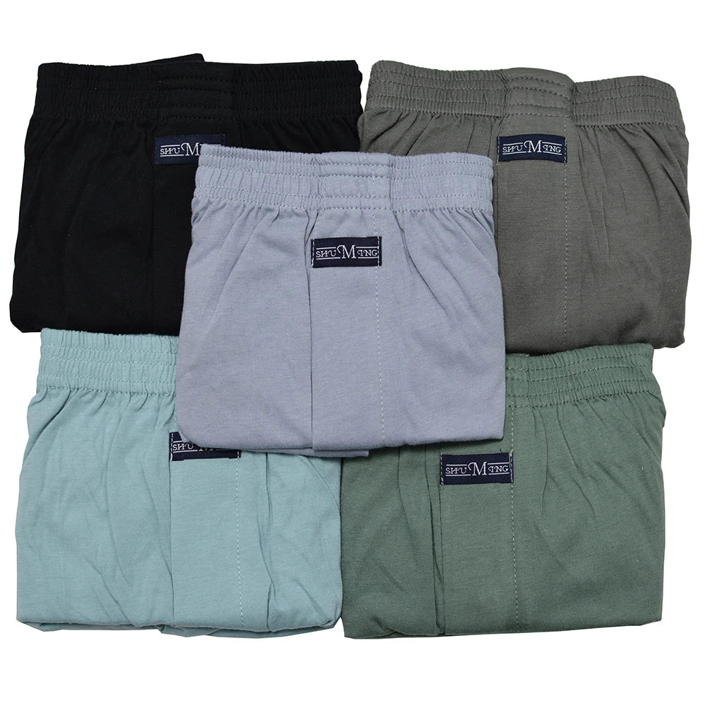 5PCS/Pack 100% Cotton Men Solid Pajama Pants Casual Elastic Waist Sleeping Shorts 3D Crotch Bottoms Breathable Pijama Hombre