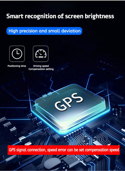 Digital Head‑Up Displayer OBD2+GPS Speed Warning Head Up Display Smart Gauge Car HUD Speedometer Turbo RPM Alarm for Car Truck