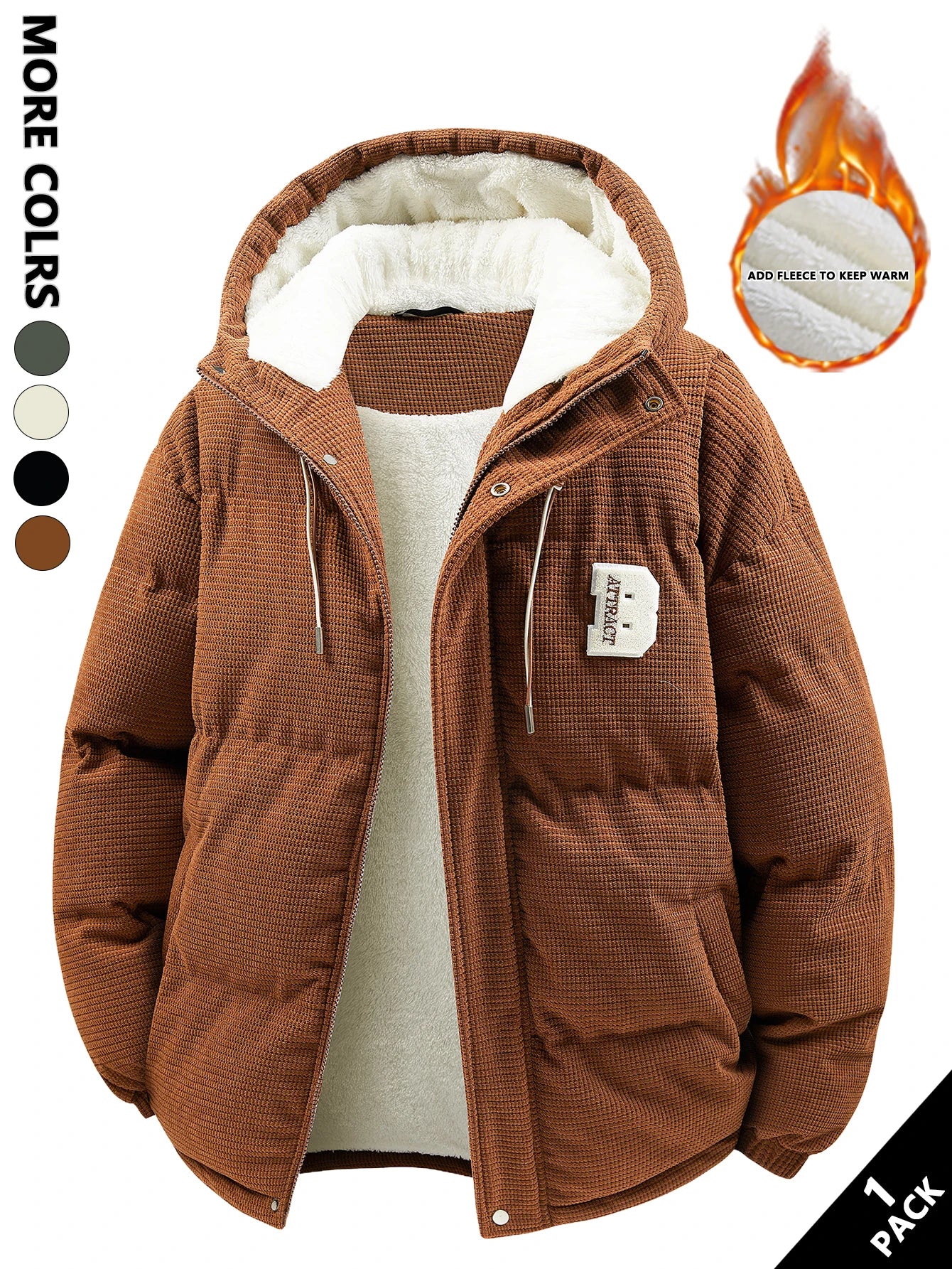 Men's Hooded Cotton Jacket Is Light and Warm Without Being Bulky. the Hood Adds Practicality and Is Suitable for Outdoor Light Activities, Warm-Up Exercises, Layering in Autumn and Winter, Daily Shopping, Friend Gatherings, a