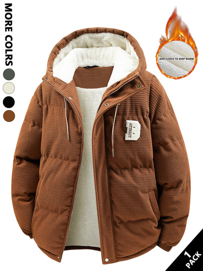 Men's Hooded Cotton Jacket Is Light and Warm Without Being Bulky. the Hood Adds Practicality and Is Suitable for Outdoor Light Activities, Warm-Up Exercises, Layering in Autumn and Winter, Daily Shopping, Friend Gatherings, a