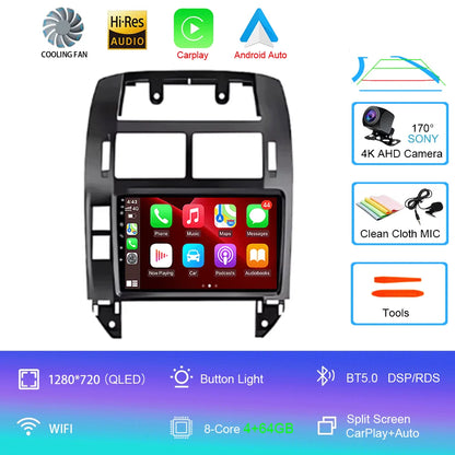 For Volkswagen VW Polo MK4 6Q 9N 9N3 2004- 2009 Car Radio Android 16 Auto Multimedia Video Player GPS Carplay QLED Screen Stereo