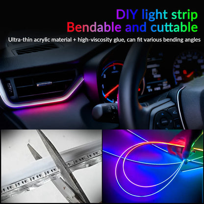 Symphony Ambient Lights Car RGB App Control LED Interior Hidden Acrylic Strip Light Full Color Streamer Auto Atmosphere Lamp Kit