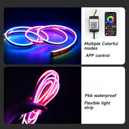 RGB Hood Light Daytime Running Lights For 12V Car APP Control Multi-function Led neon Strip Running Lights Automotive Supplies