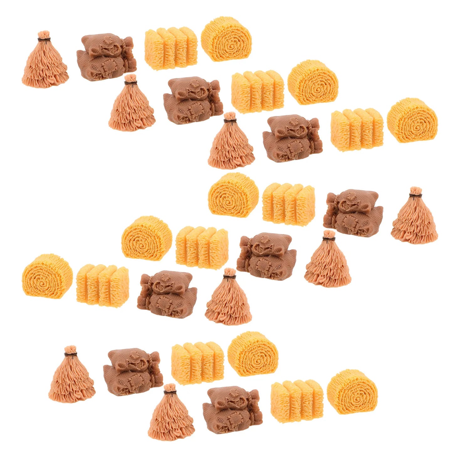 40Pcs Mini Hay Bales Miniature Farm Haystack Resin Decoration for DIY Craft Sand Table Mini Scenery Home Garden Decor