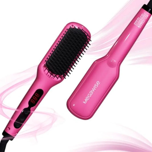 Pro Ceramic Ionic Hair Straightener Brush, Universal Dual Voltage, Rotatable Power Cord, MCH Fast 20s Heating Tech, Anti-Scald,