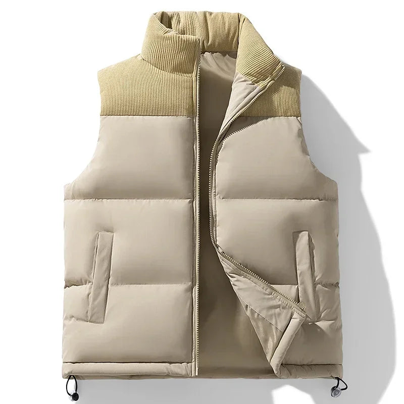 2025 Men's Vests Loose Casual Sleeveless Jacket Zipper Vests Clothes Men Vest Jackets Thick Vests Male Cotton-Padded Coats