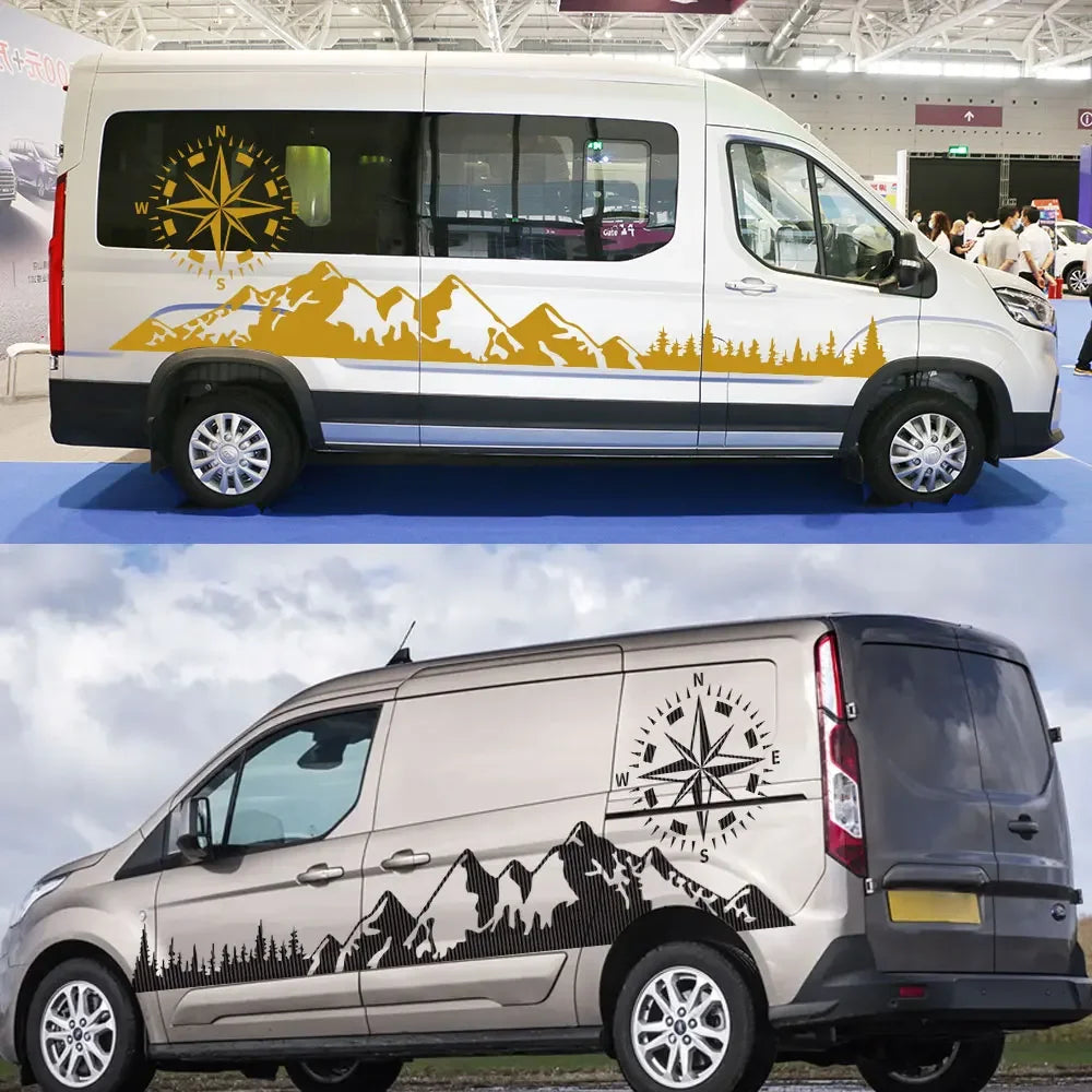 Car Door Stickers Motorhome Camper Van For Ford Transit MK6 MK7 MK8 Tuning Accessories Compass Graphics Vinyl Film Decals