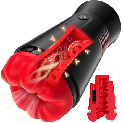 Male Masturbator 5IN1 Male Sex Toy with 9 Vibrating & 3D Mouth Stroker Cup Pocket Pussy Adult Sex Toys & Games Blowjob Toy