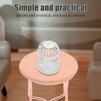 2Pcs Miniature Metal Birdcage Ornament Vintage Hanging Wire Cage Semi-Enclosed Design for Dollhouse Fairy Garden DIY Home