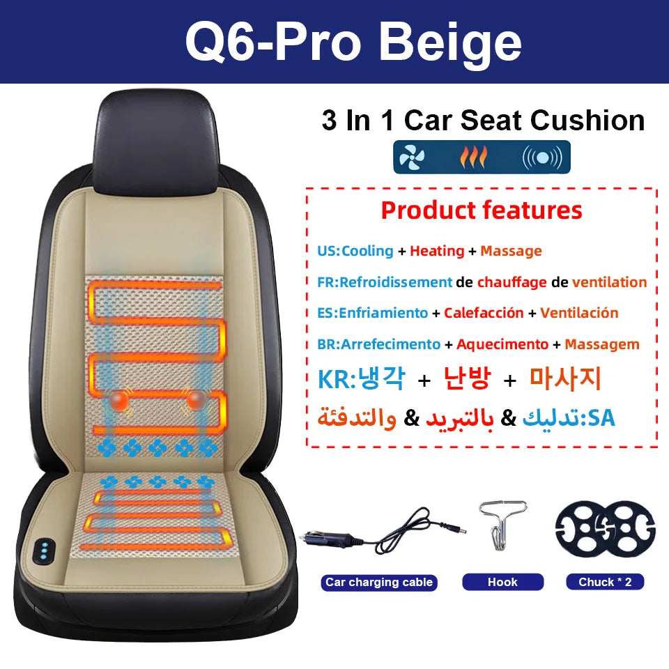 3 In1 Car Seat Cover With 10 Hidden Fan Cooling Heating Massage Or Only Ventilation Seat Cover Cushion Choice Interior Accessory