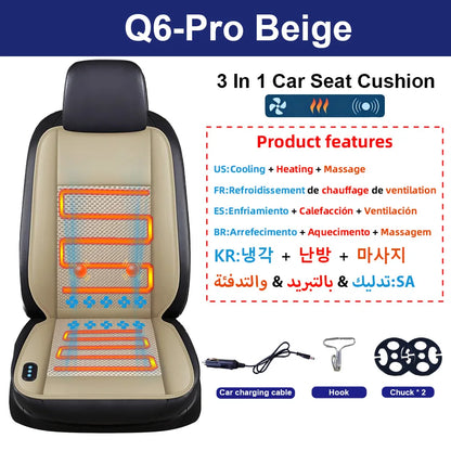 3 In1 Car Seat Cover With 10 Hidden Fan Cooling Heating Massage Or Only Ventilation Seat Cover Cushion Choice Interior Accessory