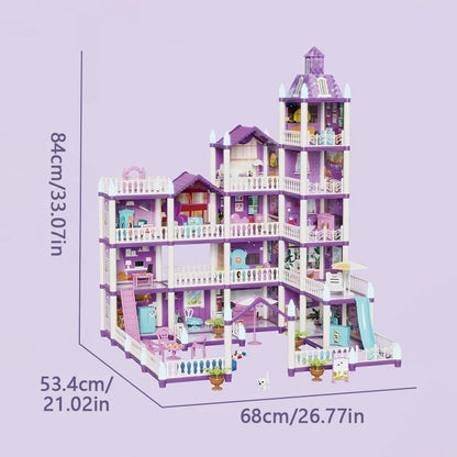 Doll House DIY Doll House Princess Castle Toy Furniture Accessories Terrace Doll Villa Play House Gifts For 3+ Year Old Girls
