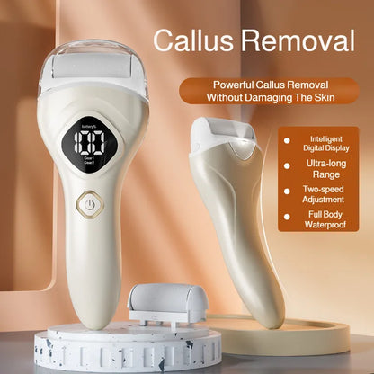 Home-use washable foot care device, exfoliating and scrubbing electric scrubber with LCD screen, washable and smoothing foot