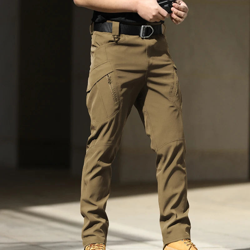 Mens Spring Autumn Pants Hiking Camping Climbing Army Combat Running Cargo Military Tactical Casual Trousers Softshell Elastic