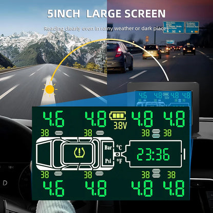 Truck Car Tire Pressure Monitor System Solar TPMS 6 /8 Internal And External Sensors LCD Display Tyre  Alarm Monitor Auto Tester