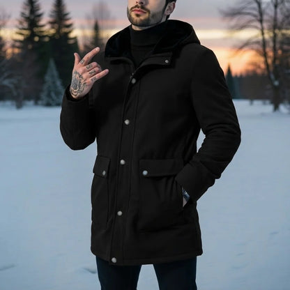 Men's New Hooded Winter Jacket, Premium Faux Suede Padded Lined Zippered Coat - Ultra Warm Urban Style for Chilly Days