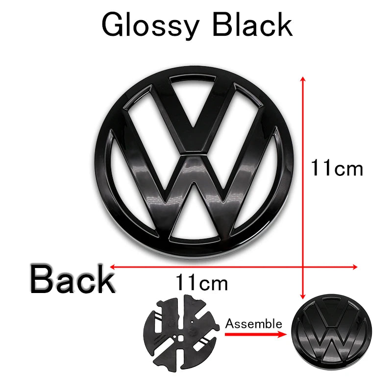 1Pc For Volkswagen Polo Car Emblem Logo With VW Polo 2014 2015 2016 2017 2018 Car Logo 122mm Front Bonnet Hood 110mm Rear Trunk