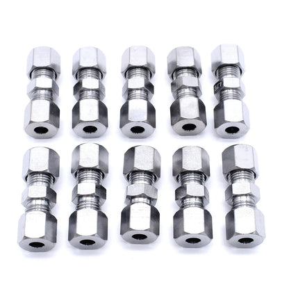 10pcs Brake Line Union Fittings Straight Reducer Compression Kits Connector 3/16" OD Hydraulic Brake Lines Pipe Car Parts