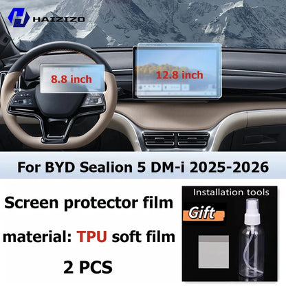 For BYD Sealion 5 DM-i 2025-2026 interior Matte Screen Protector console GPS Navigation LCD screene TPU film Scratch resistant