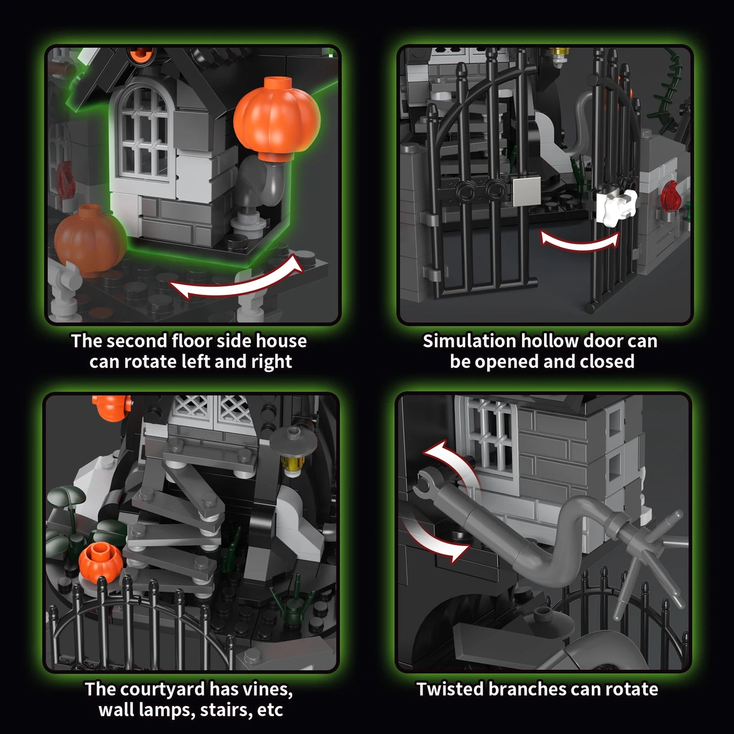 K96115 Halloween Nightmareal Castle Building Blocks Ghost Skeletion Pumpkin Hut Model Bricks Toys Ornament Diy Gifts Boys