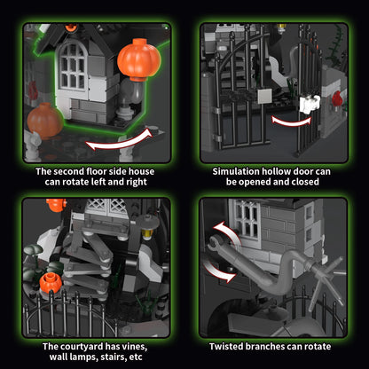 K96115 Halloween Nightmareal Castle Building Blocks Ghost Skeletion Pumpkin Hut Model Bricks Toys Ornament Diy Gifts Boys