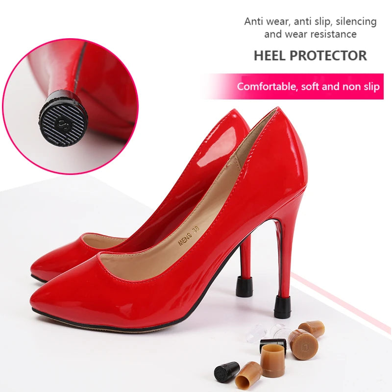 High Heel Protector Caps for Stilettos, Anti-Slip & Noise-Reducing Heel Savers, Durable TPU Heel Covers for Women Soft Damping