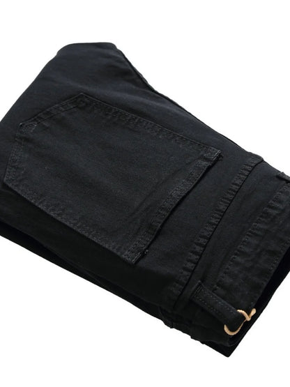 Skinny Fashion Men's Ripped Jeans Slim Breathable Soft Washed Streetwear Trousers Male Spring Autumn Elastic Hole Denim Pants