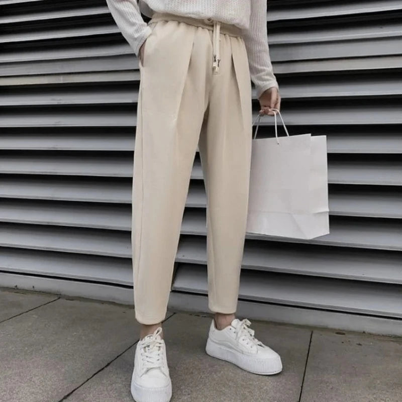 Man Sports Pants Solid Plus Big Size Harem Joggers Korean Deals Cool Trousers Autumn Winter Retro Essential Sweatpants for Men
