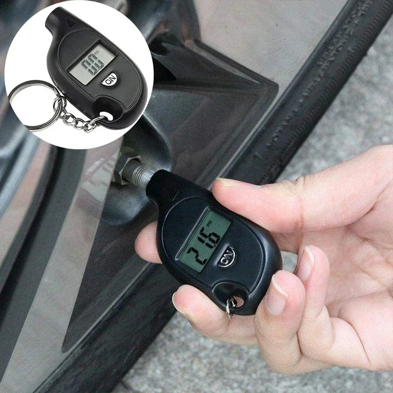 1-4Pcs Keychain Style Tire Gauge Digital Lcd Display Tester Gauge Car Tire Pressure Test Meter Car Motorcycle Tyre Diagnostic