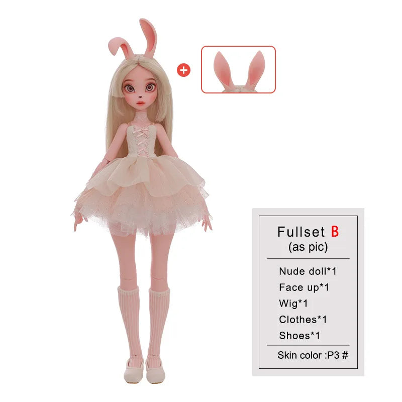 1/4 BJD Doll Kacey Upright And Floppy Ears  Cute Bunny Toys Pure Handicraft Art Ball Jointed Doll