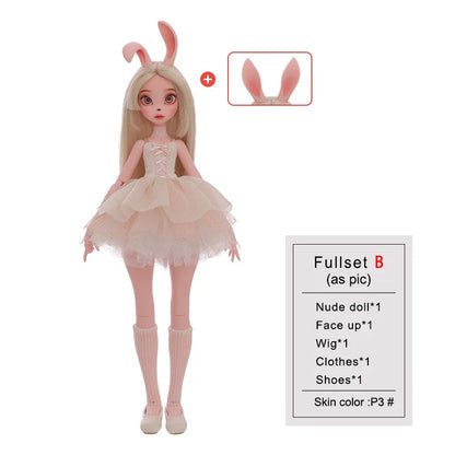 1/4 BJD Doll Kacey Upright And Floppy Ears  Cute Bunny Toys Pure Handicraft Art Ball Jointed Doll