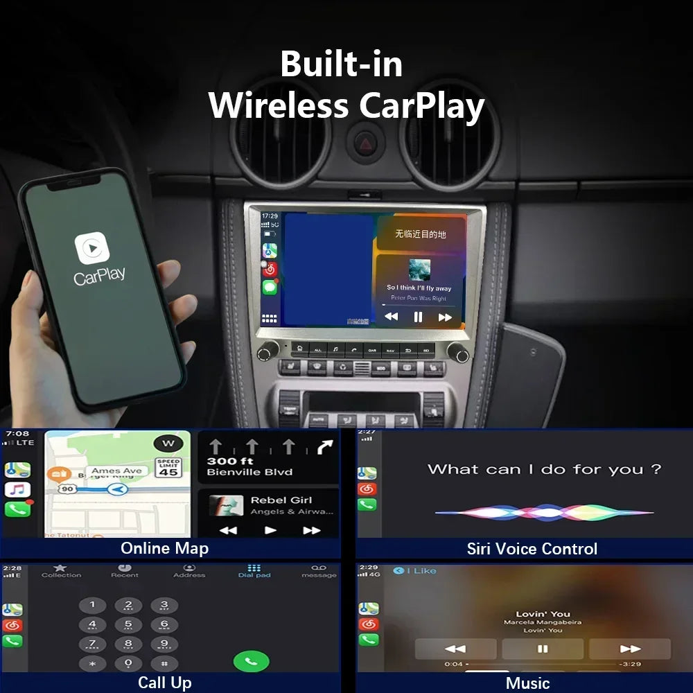CHSTEK Car Radio Wireless Carplay Qualcomm for Porsche 911 997 Boxster Cayman 987 Auto Android 13 Multimedia Player Navigation