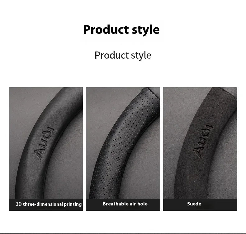 Car AntiSlip Carbon Fiber Leather Steering Wheel Cover, Audi A3 A4 A5 A6 A7 A8 Q1 Q2 Q3 Q5 Q7 Q8 S3 S4 S5 S6 RS3 RS4 RS5 TT
