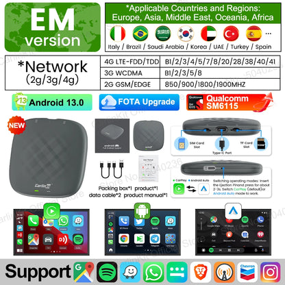 2026 CarlinKit Smart CarPlay Ai Box Android 13 Support Netflix YouTube Split Screen Wireless Android Auto & CarPlay Smart TV Box