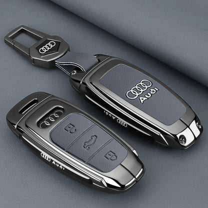 Leather Key Case Shell Buckle Car Key Cover for Audi A3 A4 B9 A6 A7 4K A8 E-tron Q5 Q8 C8 D5 SQ8 Car Remote Control Shell