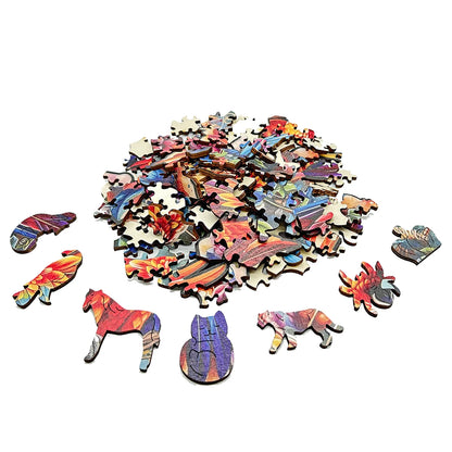 Jigsaw Puzzle Mysterious Animal Puzzles Dog Puzzles Gift for Adult Kids Educational Fabulous Gift Interactive Games Wooden Toys