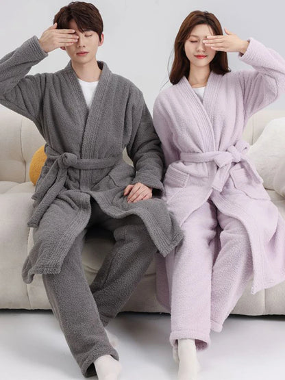 Arctic Velvet Thiened Women's Sp Robe Island Velvet Couples Bath Robe Coral Velvet Men's Home Clothes Autumn Winter Home...