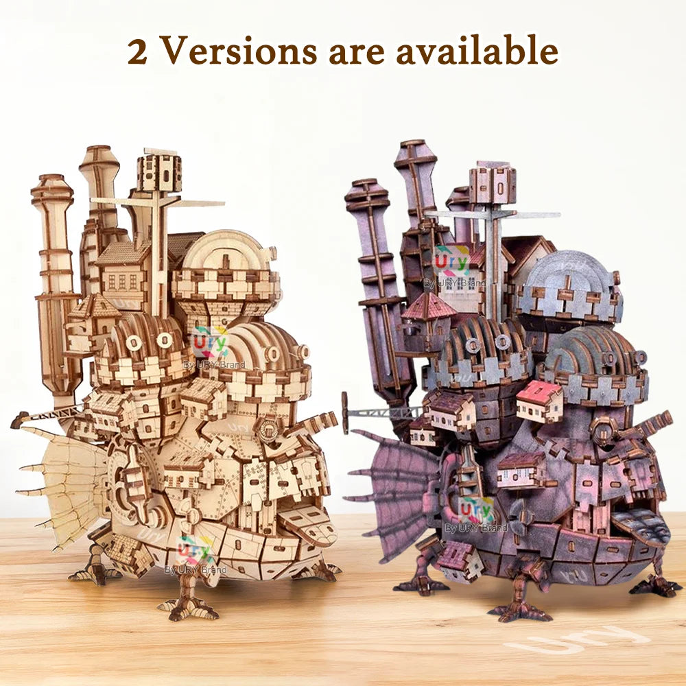 URY 3D Wooden Puzzle Creative Magic Steel Castle Theme Film Movie Series DIY Toy Home Decoration Model Kit Gifts for Adults