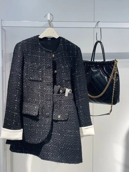 Korean Style Autumn Winter New Ladylike Outerwear Skirt Set Women's Fashion Two-Piece Suit Casual Style Versatile Audience