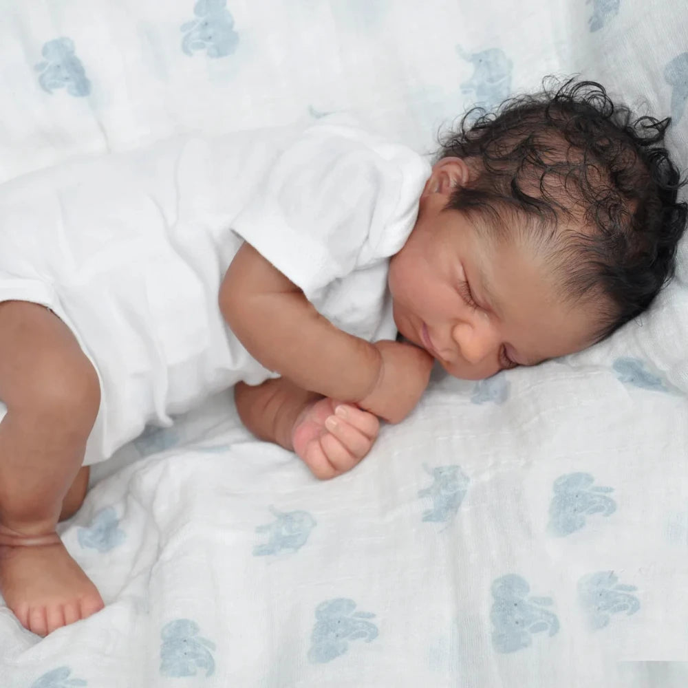 48 CM Soft Touch Silicone Asleep Reborn Baby Doll Toy For Girl Lifelike Black Skin Doll Kid Birthday Gift