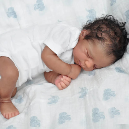48 CM Soft Touch Silicone Asleep Reborn Baby Doll Toy For Girl Lifelike Black Skin Doll Kid Birthday Gift