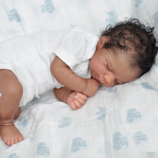 48 CM Soft Touch Silicone Asleep Reborn Baby Doll Toy For Girl Lifelike Black Skin Doll Kid Birthday Gift