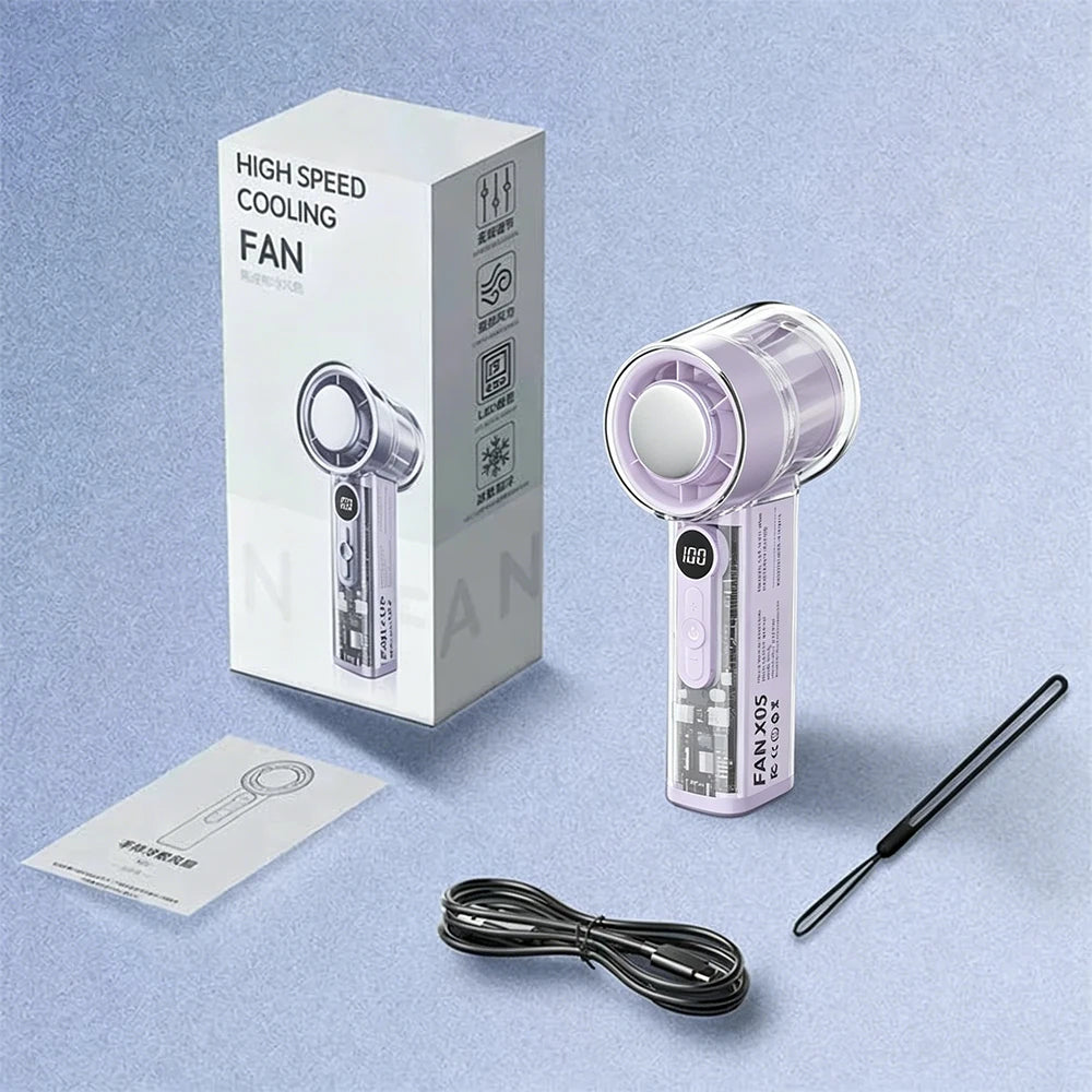 New Outdoor Fan Cooling Handheld Fan Semiconductor Refrigeration High-speed Handheld Electric Fan 3000mAh Portable Rechargeable