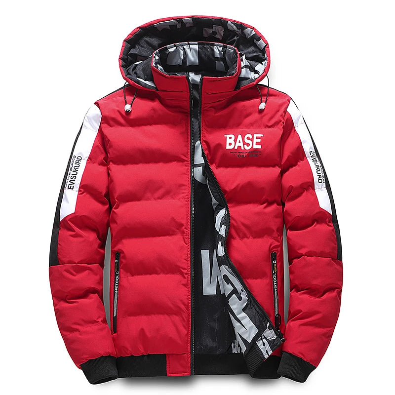 Streetwear Parkas Men Double-Sided Wear Men's Puffer Jacket Outdoor Winter Thickened Down Coat Letter Print Casual Parka Coats
