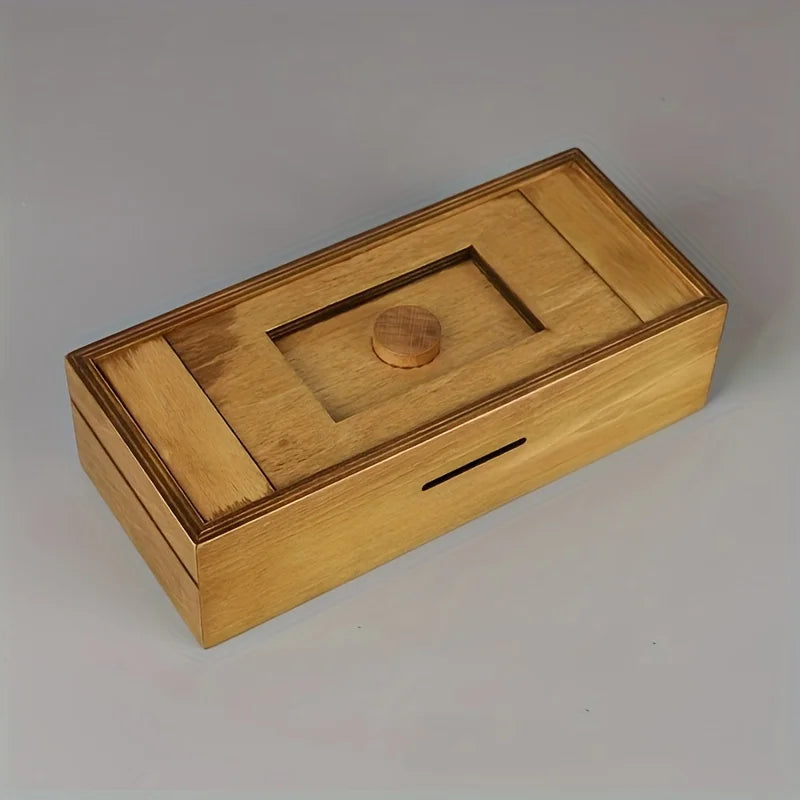 Wooden Puzzle Cash Box with Secret Comb-Adult Brain Teaser Gift for Christmas, Halloween, Thanksgiving and Birthday Surprise, Ca