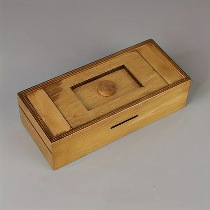 Wooden Puzzle Cash Box with Secret Comb-Adult Brain Teaser Gift for Christmas, Halloween, Thanksgiving and Birthday Surprise, Ca