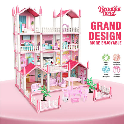 DIY Doll House Assembly Villa Castle Model Furniture Accessories Home Decoration Girl Role Play Educational Toy Christmas Gifts