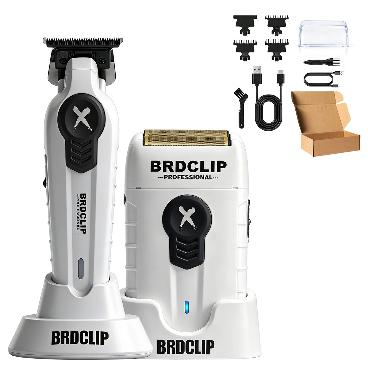 Professional Cordless Barber White Kit For Men Hair Clipper 7500RPM  Electric Hair Trimmer 7700RPM X Series Shaver 8000RPM With