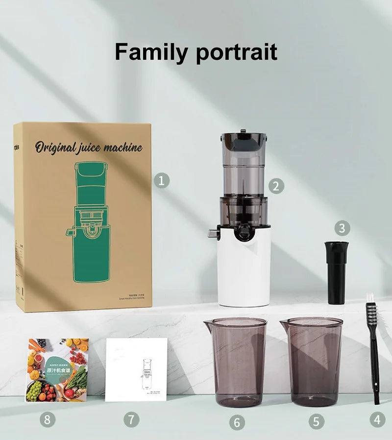 200W Electric Slow Juicer Automatic Large Caliber Original Juicer Orange Celery Juicer Residue Juice Separation Fruit Juicer 2L
