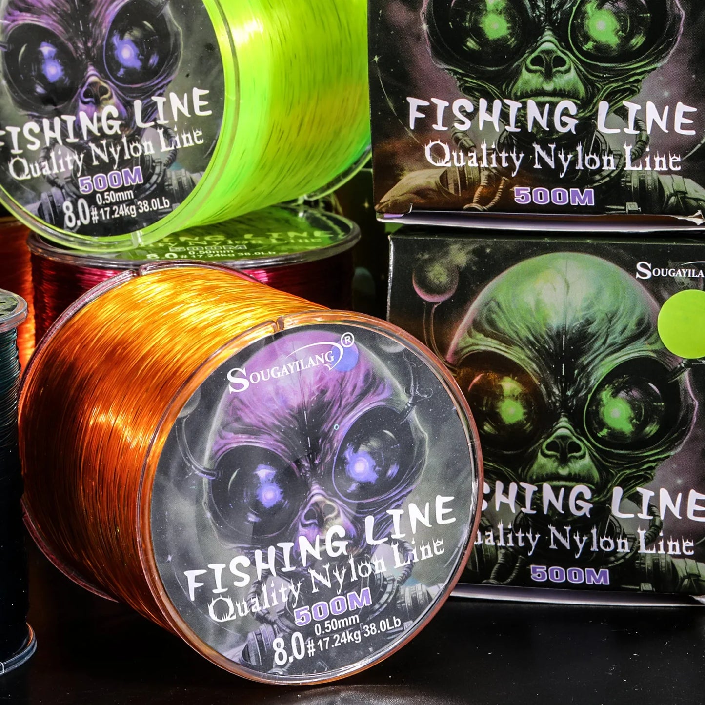 Sougayilang Nylon Fishing Line Strong Tensile and Wear-resistant Fishing Line 500m Capacity Freshwater Saltwater Fishing Line